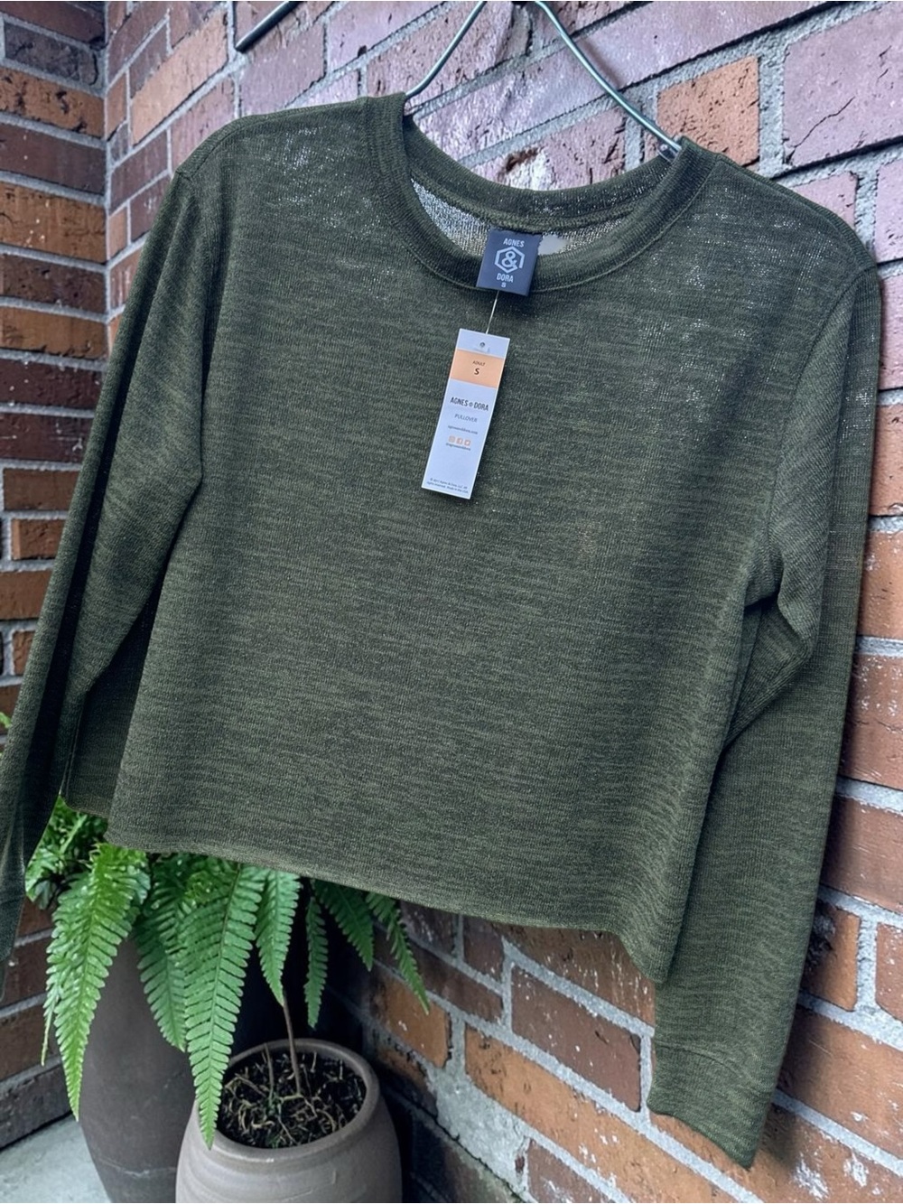 Agnes & Dora Olive Green Cowl-Neck Long Sleeve Sweater